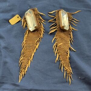 RARE Vintage Brass Mesh and Clear Stone Statement Clip Earrings